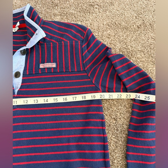 Vineyard Vines Navy and Red Striped Polo long sleeve - Picture 7 of 16